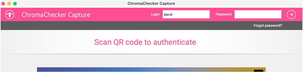 CC Capture login screen — scan QR code